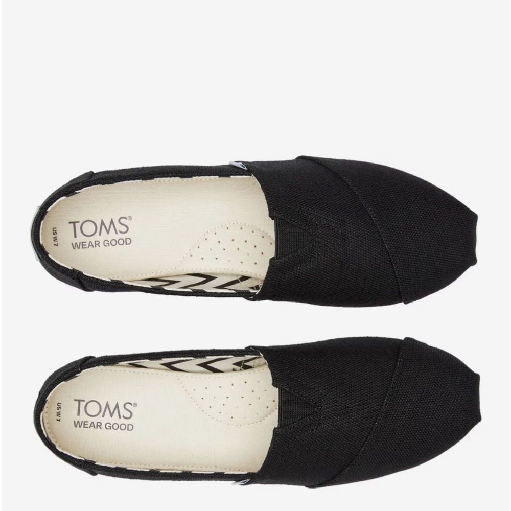 Toms Womens Alpargata Classic BLACK Canvas Slip-On Sneakers SZ 9 W - Picture 3 of 14